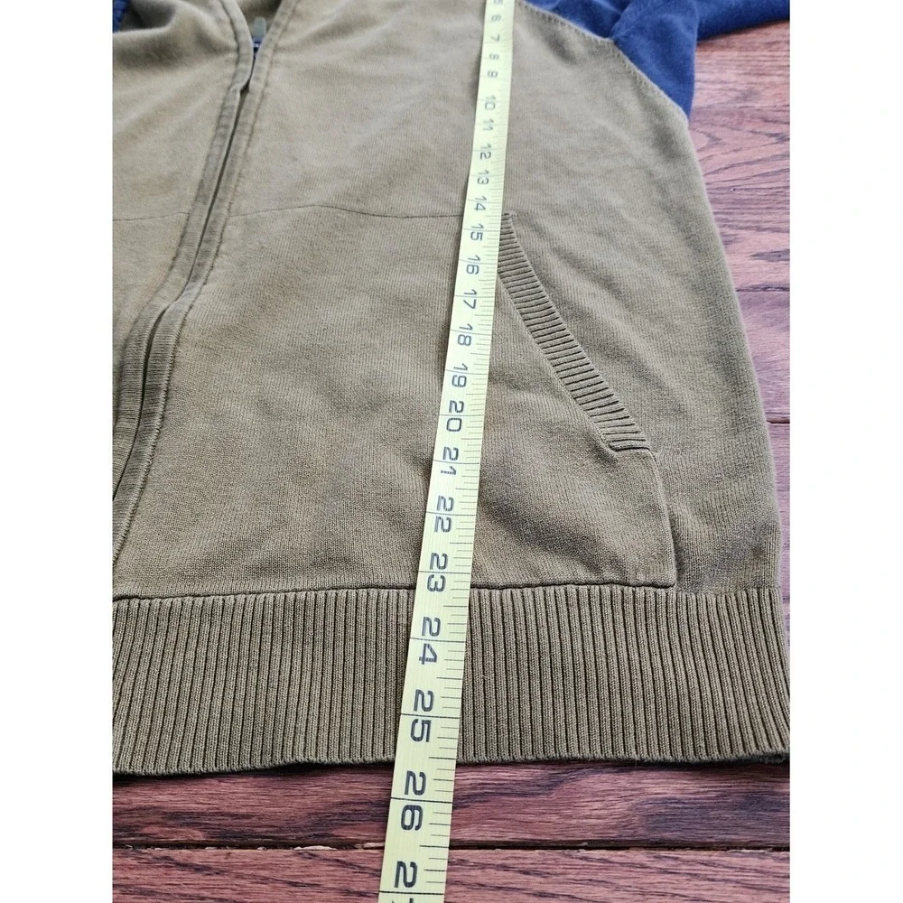 Duluth Trading Co Zip Up Hoodie Mens Large Mustard Navy Raglan Workwear Casual